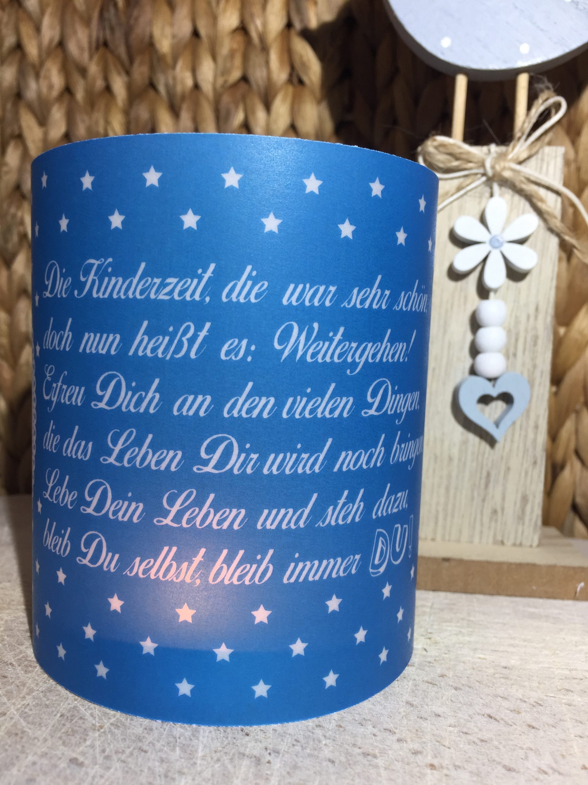 4x Tischlicht Jugendweihe Blau Tischdeko Windlicht Deko Set